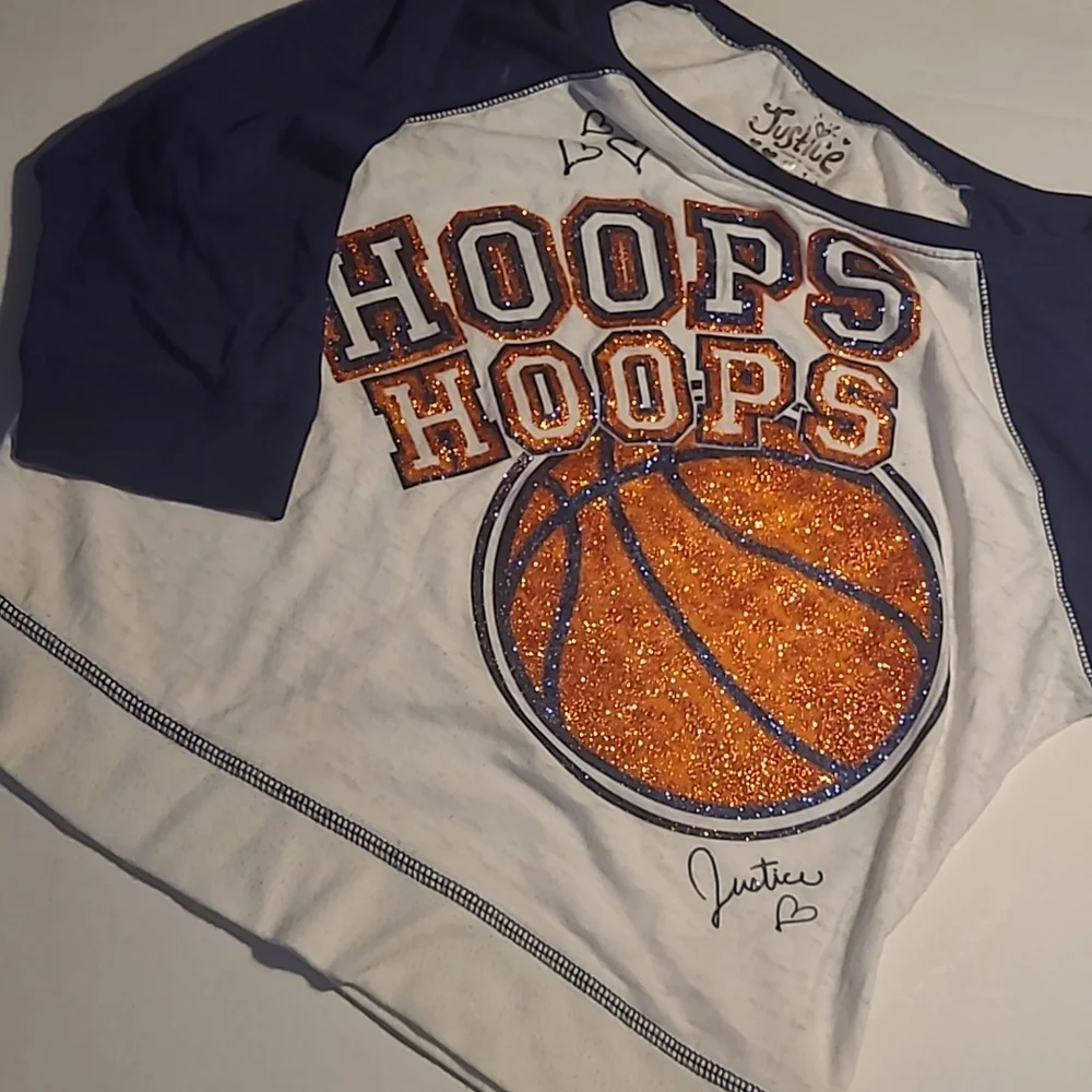Justice Girls 12 Sparkly Glitter Basketball T shirt